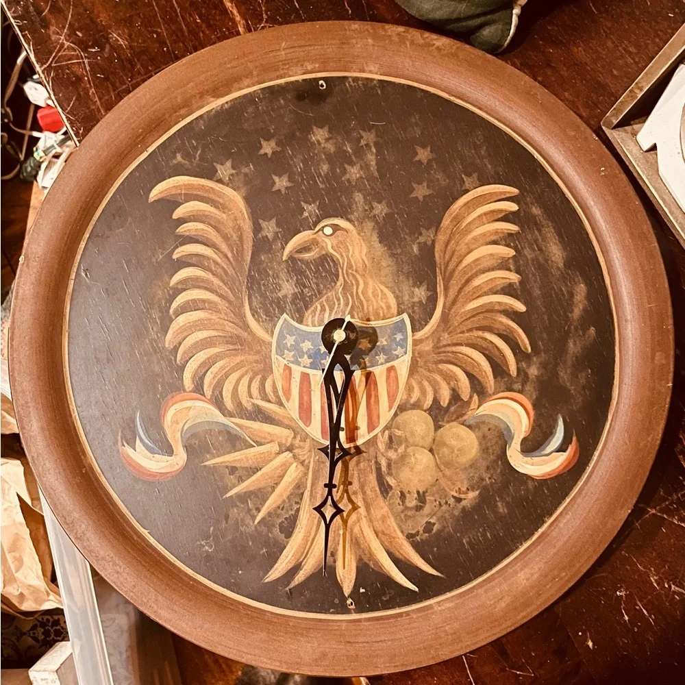 Vintage Handcrafted rustic patriotic battery operated clock